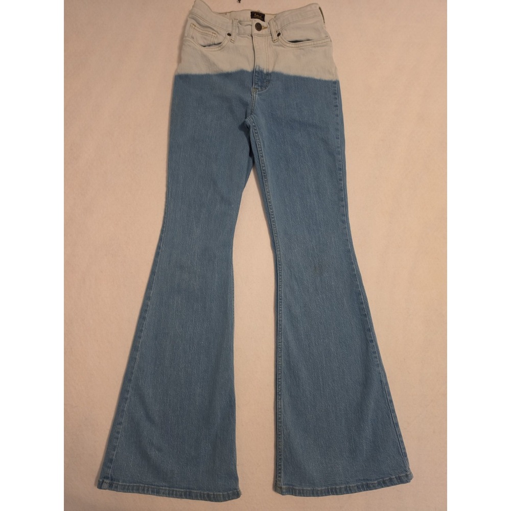 Lee Jean Women's 26x33 Blue/Light High Rise Flare 2 Tone "Crystal Clear" Stretch